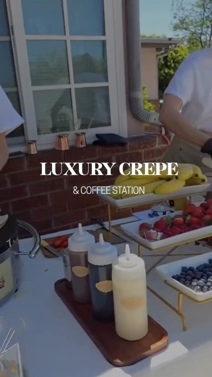 Bridal brunch crepe station with fresh berries